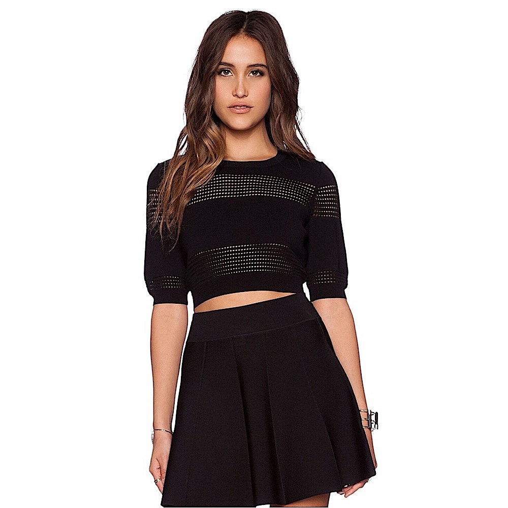 Central Park West REVOLVE Perforated Insert Crop Top Black